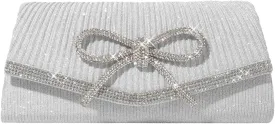 ALUSBELL Elegant Sparkly Bow Evening Bag for Women Glitter Rhinestones Dressy Clutch Purses Handbag for Wedding Party Prom