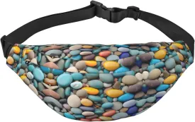 Beach Colored Pebbles Adjustable Belt Hip Bum Bag Fashion Water Resistant Hiking Waist Bag for Traveling Casual Running Hiking Cycling