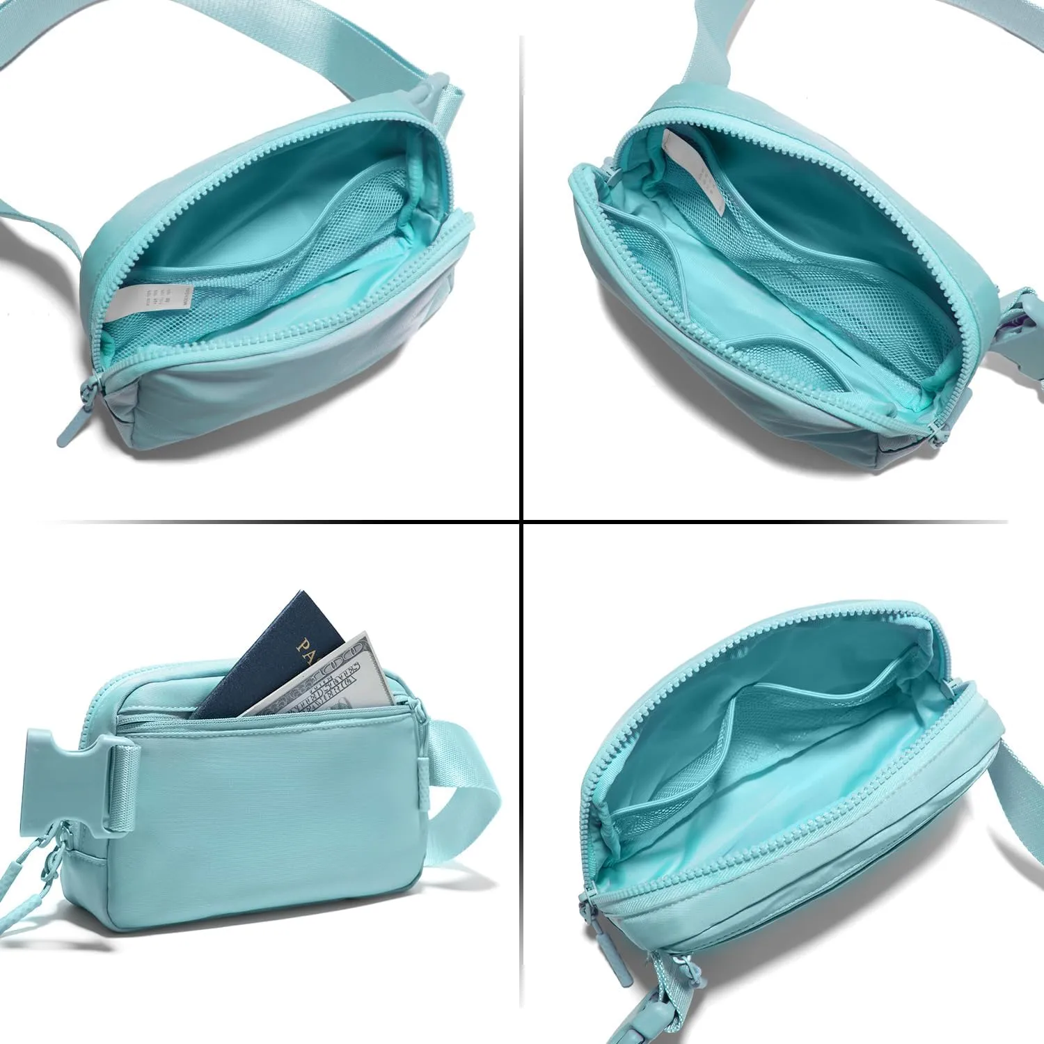 Belt Bag Fanny Pack Crossbody Bags for Women Two-Way Zip Closure Fashion Waist Packs with Adjustable Strap Teen Girl Gifts Trendy Stuff Gifts for Women Teenage Girls (Icing Blue)