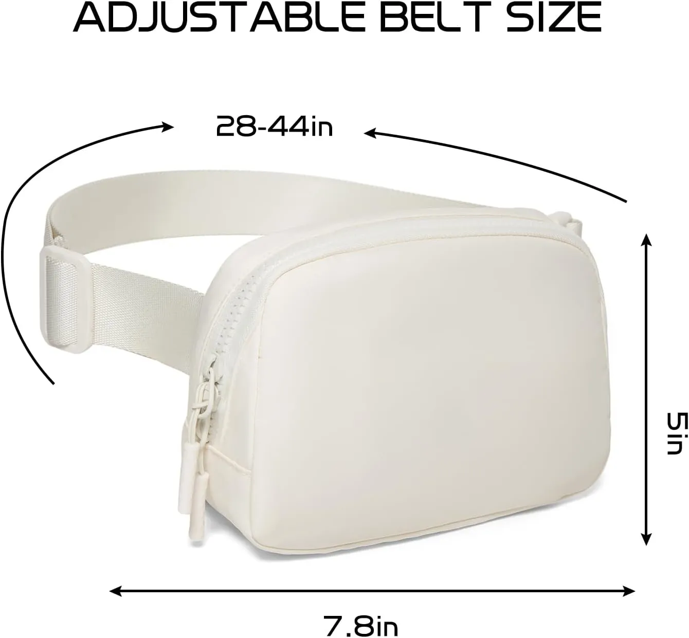 Belt Bag Fanny Pack Crossbody Bags for Women Two-Way Zip Closure Fashion Waist Packs with Adjustable Strap Teen Girl Gifts Trendy Stuff Gifts for Women Teenage Girls (Ivory)
