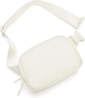 Belt Bag Fanny Pack Crossbody Bags for Women Two-Way Zip Closure Fashion Waist Packs with Adjustable Strap Teen Girl Gifts Trendy Stuff Gifts for Women Teenage Girls (Ivory)