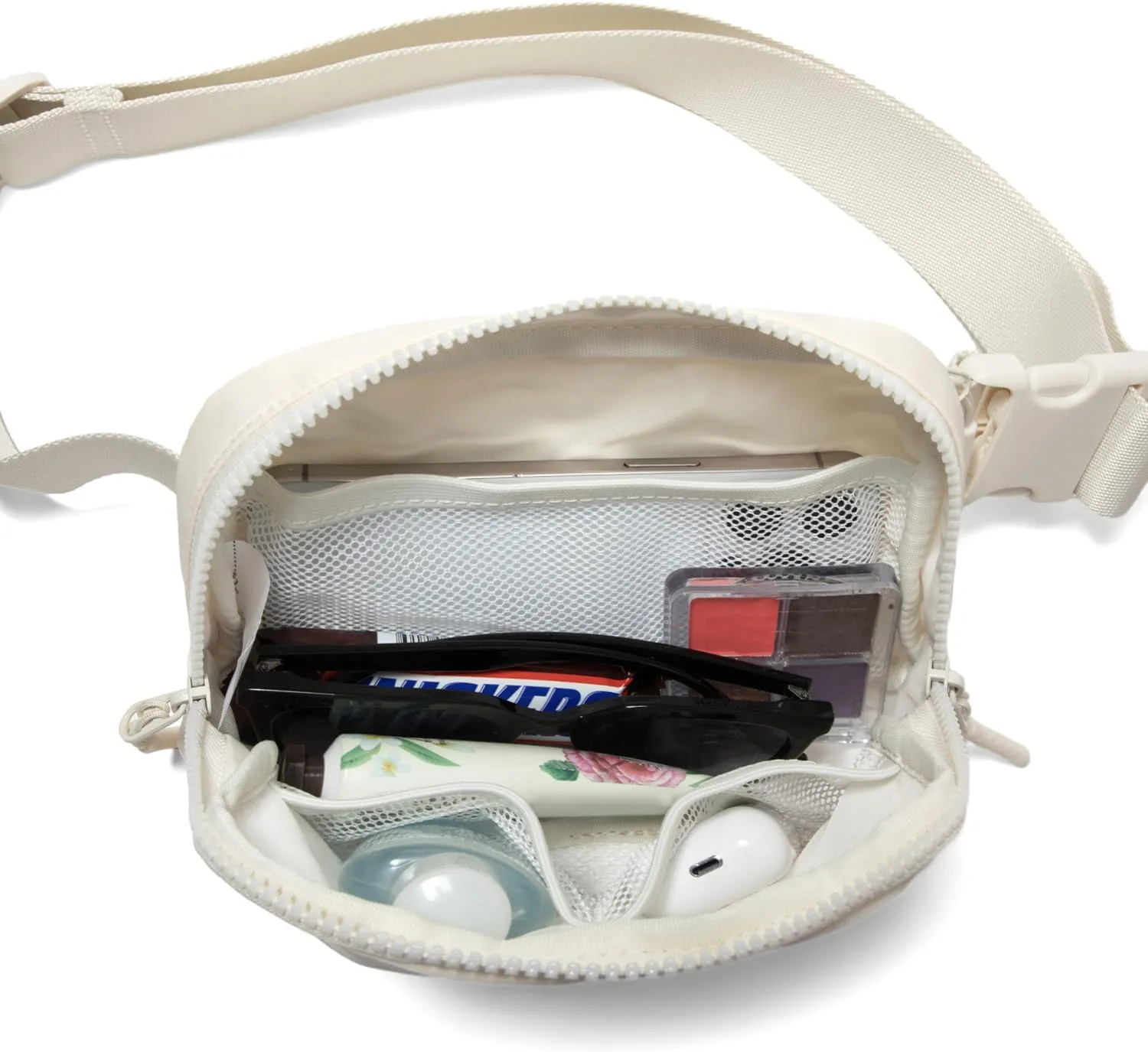Belt Bag Fanny Pack Crossbody Bags for Women Two-Way Zip Closure Fashion Waist Packs with Adjustable Strap Teen Girl Gifts Trendy Stuff Gifts for Women Teenage Girls (Ivory)