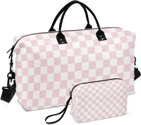 CEBUGI Pink Checkerboard Quilted Duffle Bag for Women Large Carry On Travel Weekend Bag Hospital Bags for Labor and Delivery CEBUGI Pink Checkerboard Quilted Duffle Bag for Women Large Carry On Travel Weekend Bag Hospital Bags for Labor and Delivery