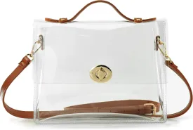 Clear Bag with Turn Lock Closure Women's Cross Body Handbags Stadium Approved