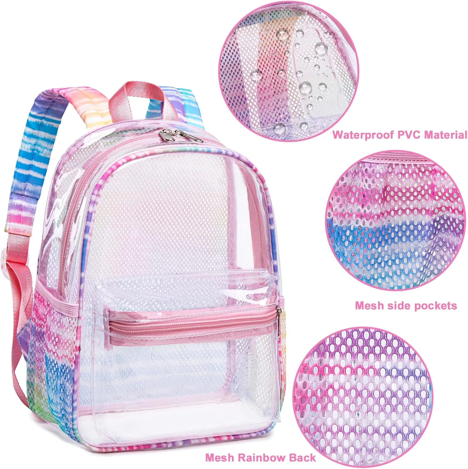 Clear Mini Backpack for Stadium Events 12x12x6 Small Transparent Backpacks Plastic See Through Clear Bag for Concerts Work Festival Security Travel