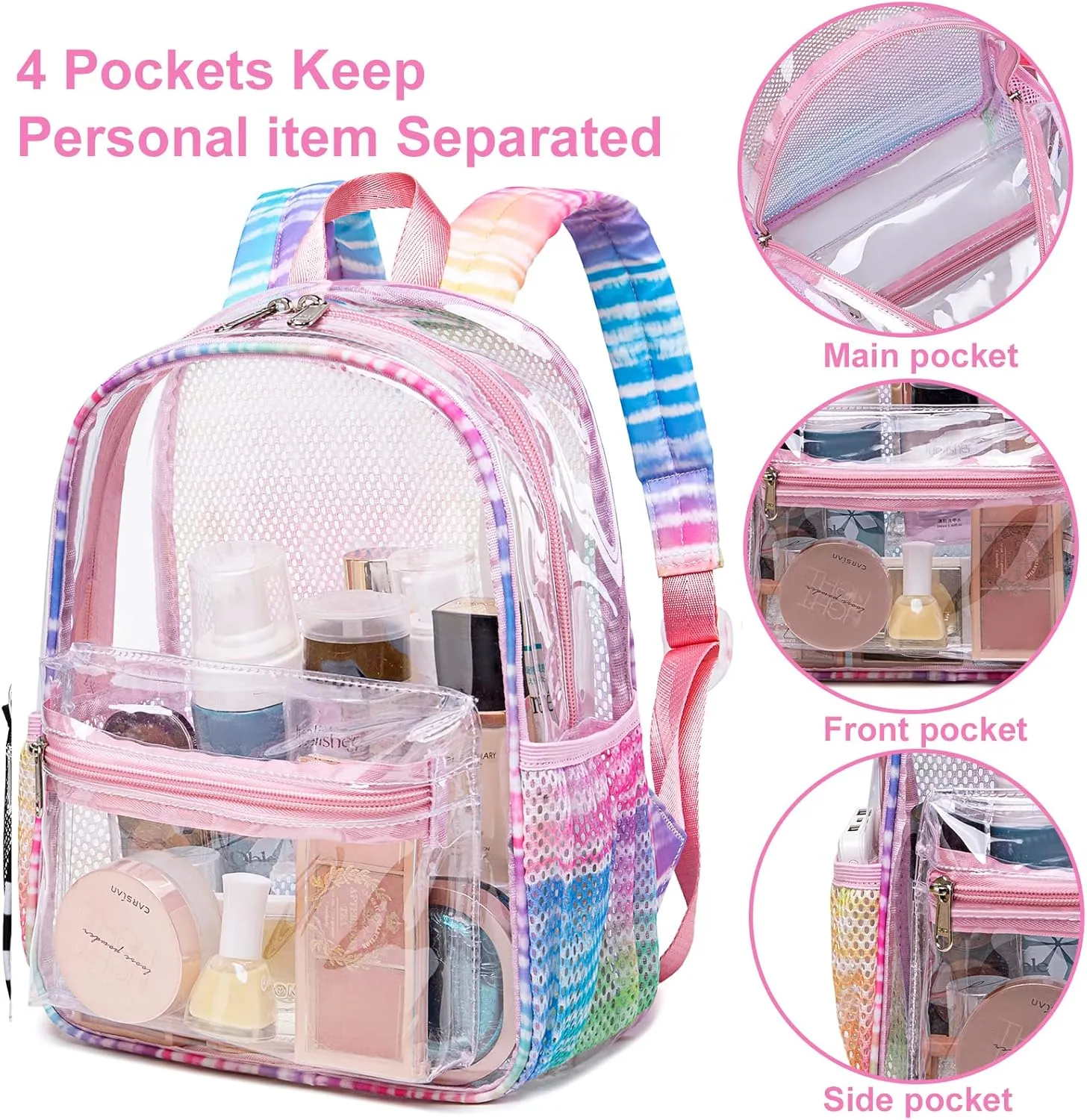Clear Mini Backpack for Stadium Events 12x12x6 Small Transparent Backpacks Plastic See Through Clear Bag for Concerts Work Festival Security Travel
