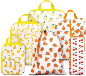 Compression Packing Cubes for Suitcases, 6 Set Cute Fruit Luggage Organizer, Lightweight Waterproof Expandable/Compression Bags Smell Proof Travel Packing Cubes for Suitcases