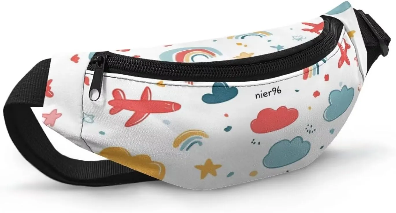 Cozeyat Cartoon Airplane Girls Cross Body Fanny Pack for Kids 6-8 Kids Fanny Pack Belt Bag Hip Pack Girls Bum Bag Lightweight Chest Bag Small Travel Essential for Casual Running Traveling Hiking Gifts