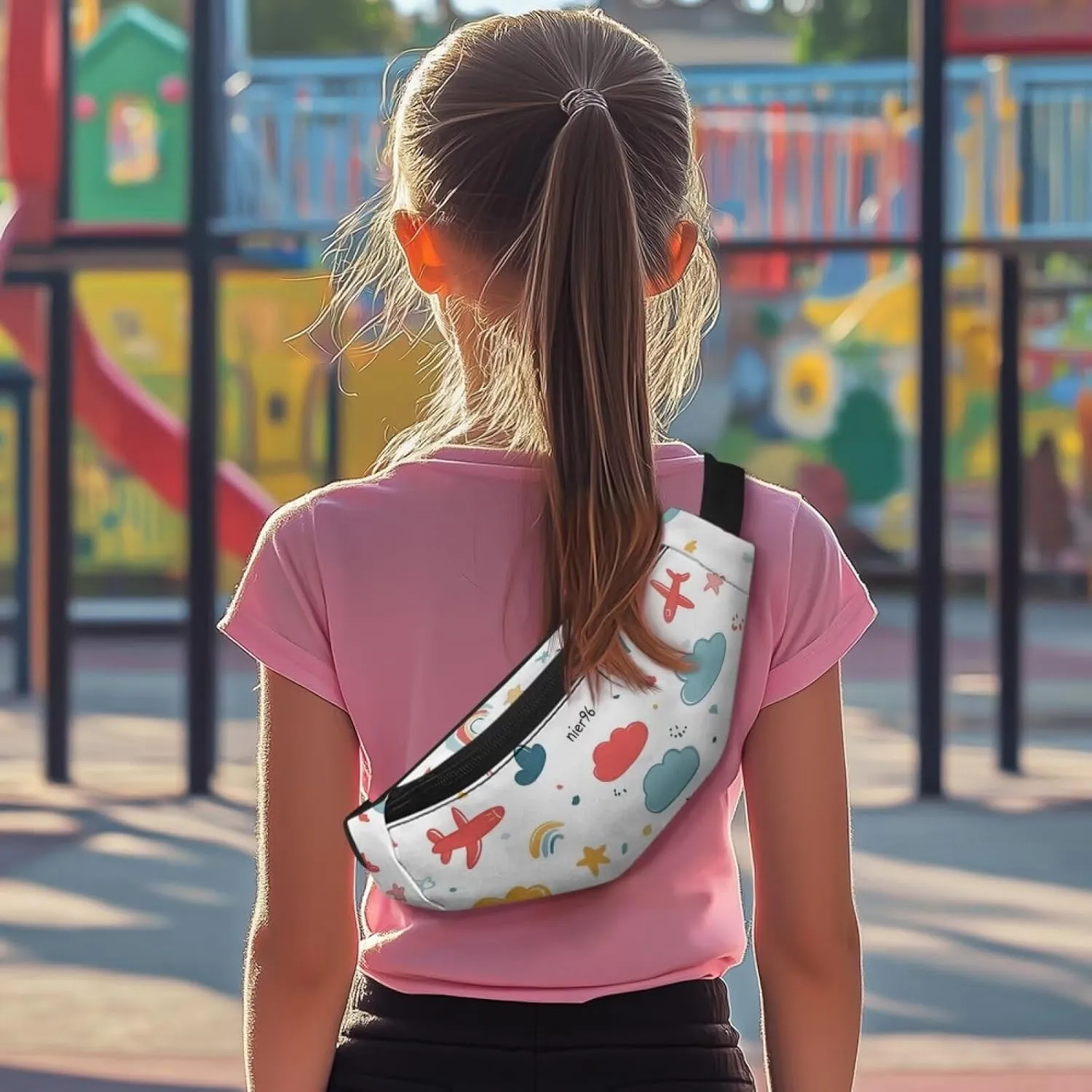 Cozeyat Cartoon Airplane Girls Cross Body Fanny Pack for Kids 6-8 Kids Fanny Pack Belt Bag Hip Pack Girls Bum Bag Lightweight Chest Bag Small Travel Essential for Casual Running Traveling Hiking Gifts