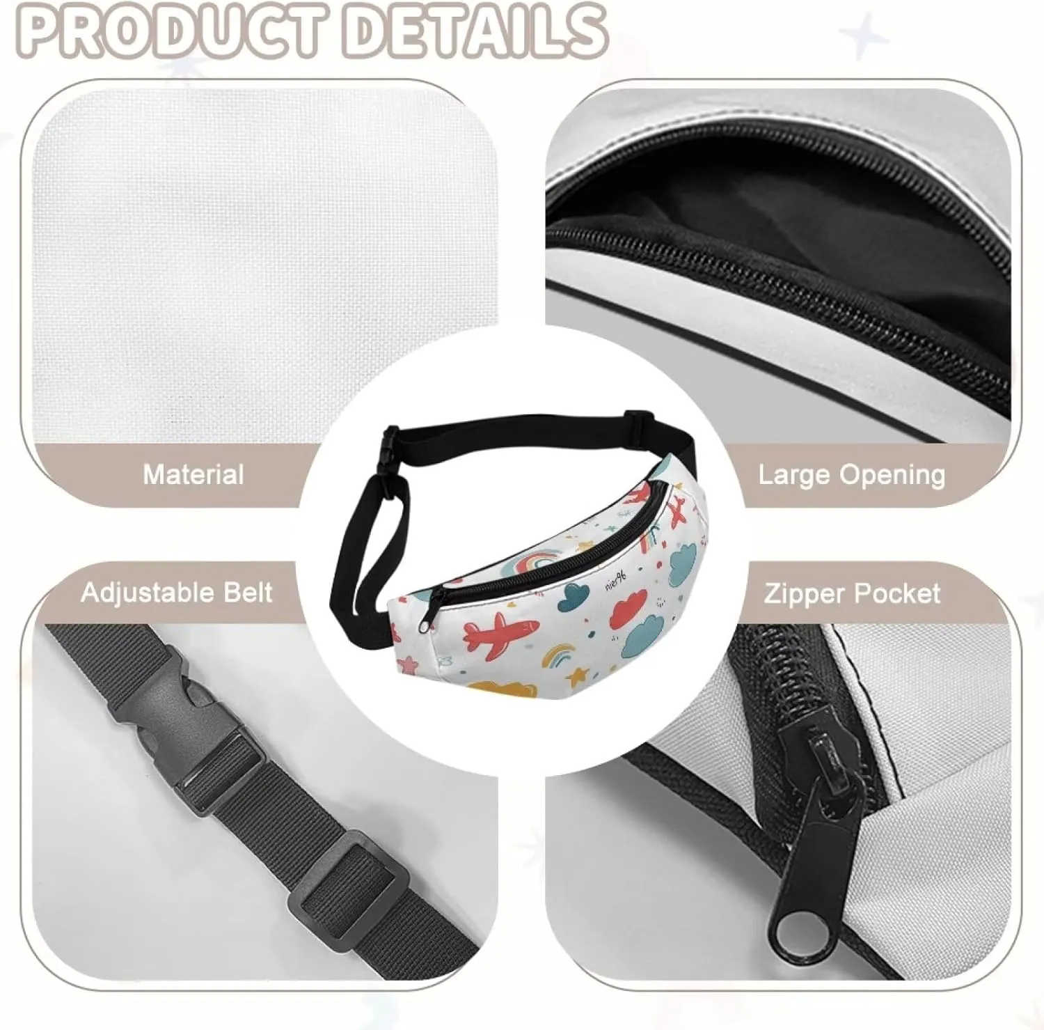 Cozeyat Cartoon Airplane Girls Cross Body Fanny Pack for Kids 6-8 Kids Fanny Pack Belt Bag Hip Pack Girls Bum Bag Lightweight Chest Bag Small Travel Essential for Casual Running Traveling Hiking Gifts