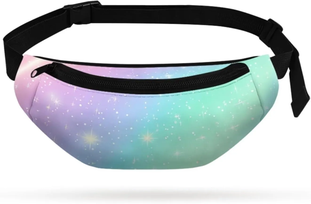 Cozeyat Rainbow Glitter Girls Fanny Pack Ages 8-12 Kids Fanny Pack Belt Bag Hip Pack Girls Bum Bag Lightweight Chest Bag Small Travel Essential for Casual Running Traveling Hiking Gifts