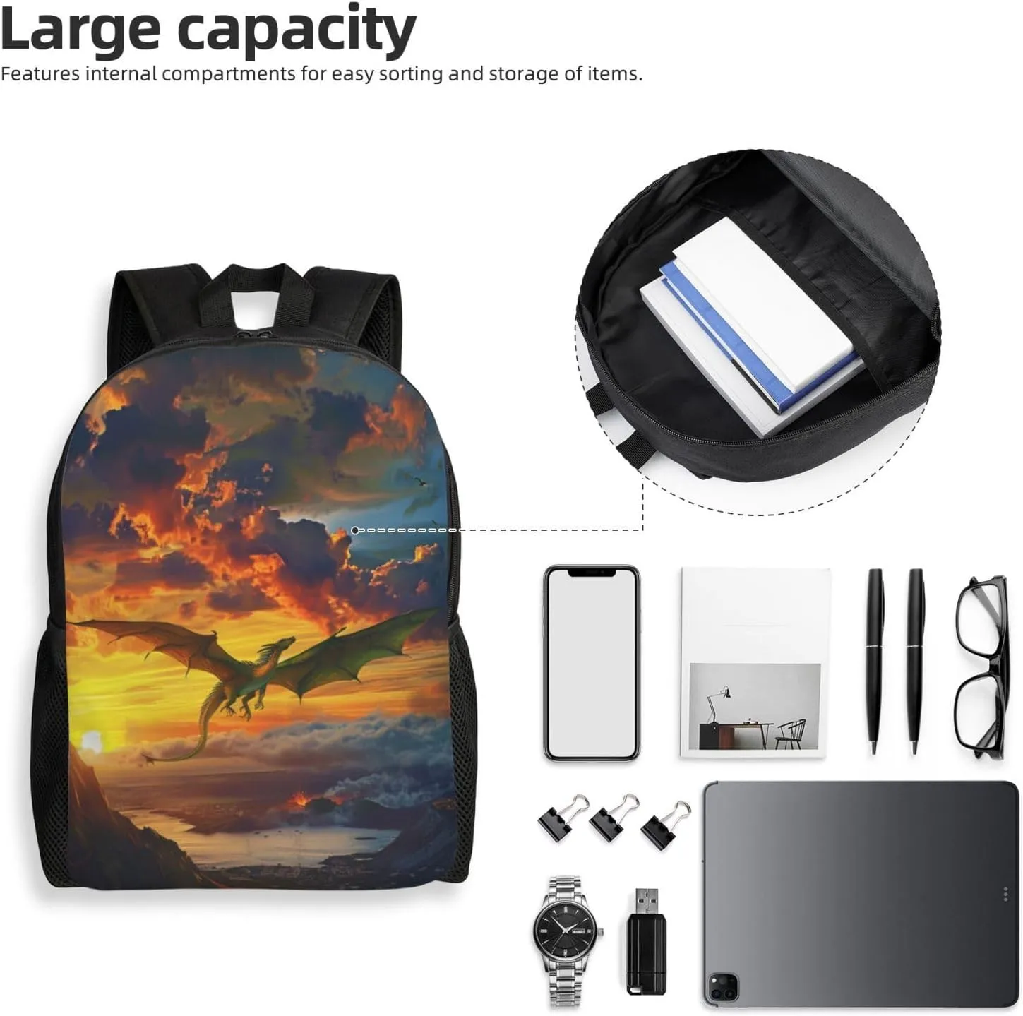 Dragon Bathes In The Morning Sun Backpack Waterproof Anti Theft Durable Light Laptop Bag Backpacks For Women Men Travel Gym Backpack