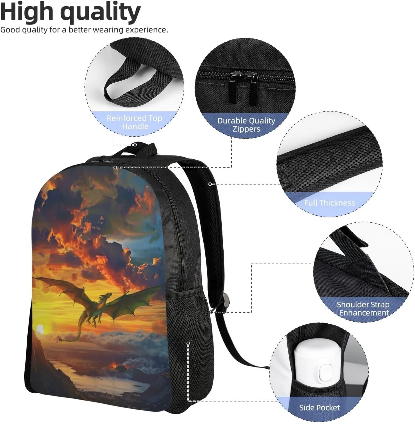 Dragon Bathes In The Morning Sun Backpack Waterproof Anti Theft Durable Light Laptop Bag Backpacks For Women Men Travel Gym Backpack