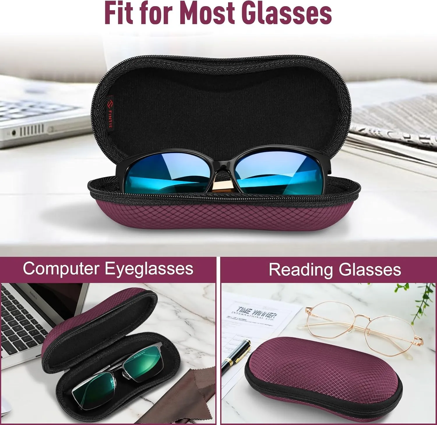 Fintie Sunglasses Case, Hard EVA Shell Shockproof Sport Glasses Case with Metal Carabiner Travel Zipper Eyeglasses Holder