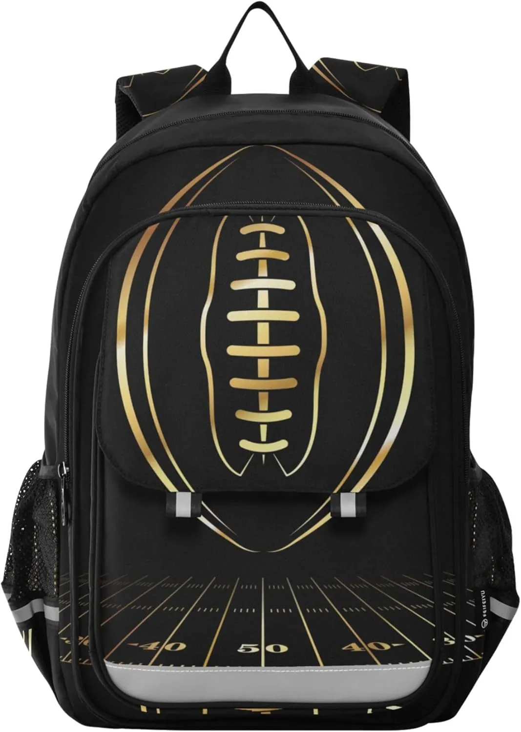 Fisyme Gold American Football School Backpack Laptop Backpack Bags Bookbag Travel Casual Computer Notebooks Daypack