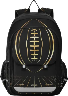 Fisyme Gold American Football School Backpack Laptop Backpack Bags Bookbag Travel Casual Computer Notebooks Daypack