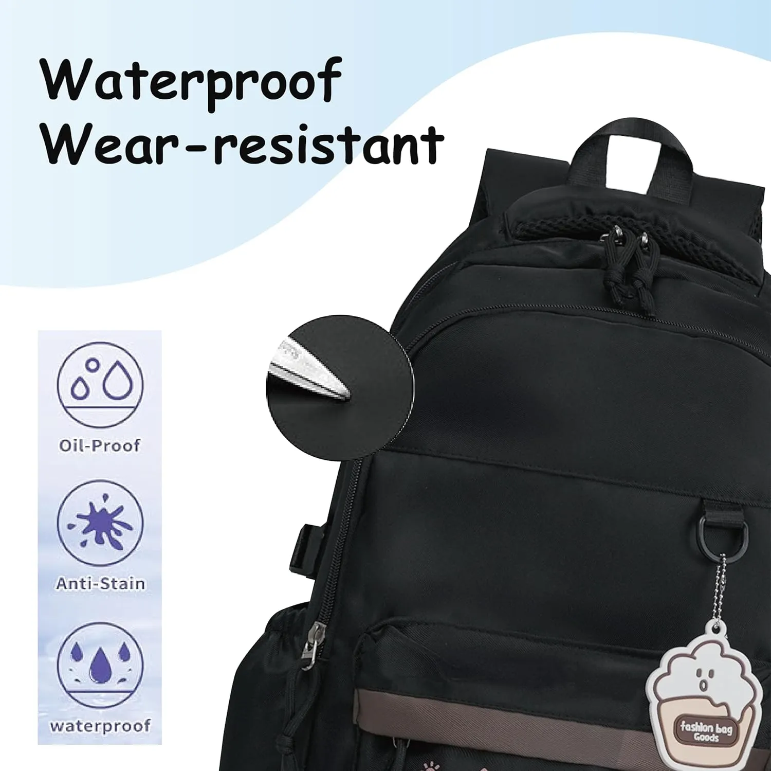 Geerlaqaly backpack set, casual backpack with lunch box and coin purse, unisex, 15.6-inch laptop, large capacity backpack, lightweight, anti-theft and waterproof, suitable for daily travel,black