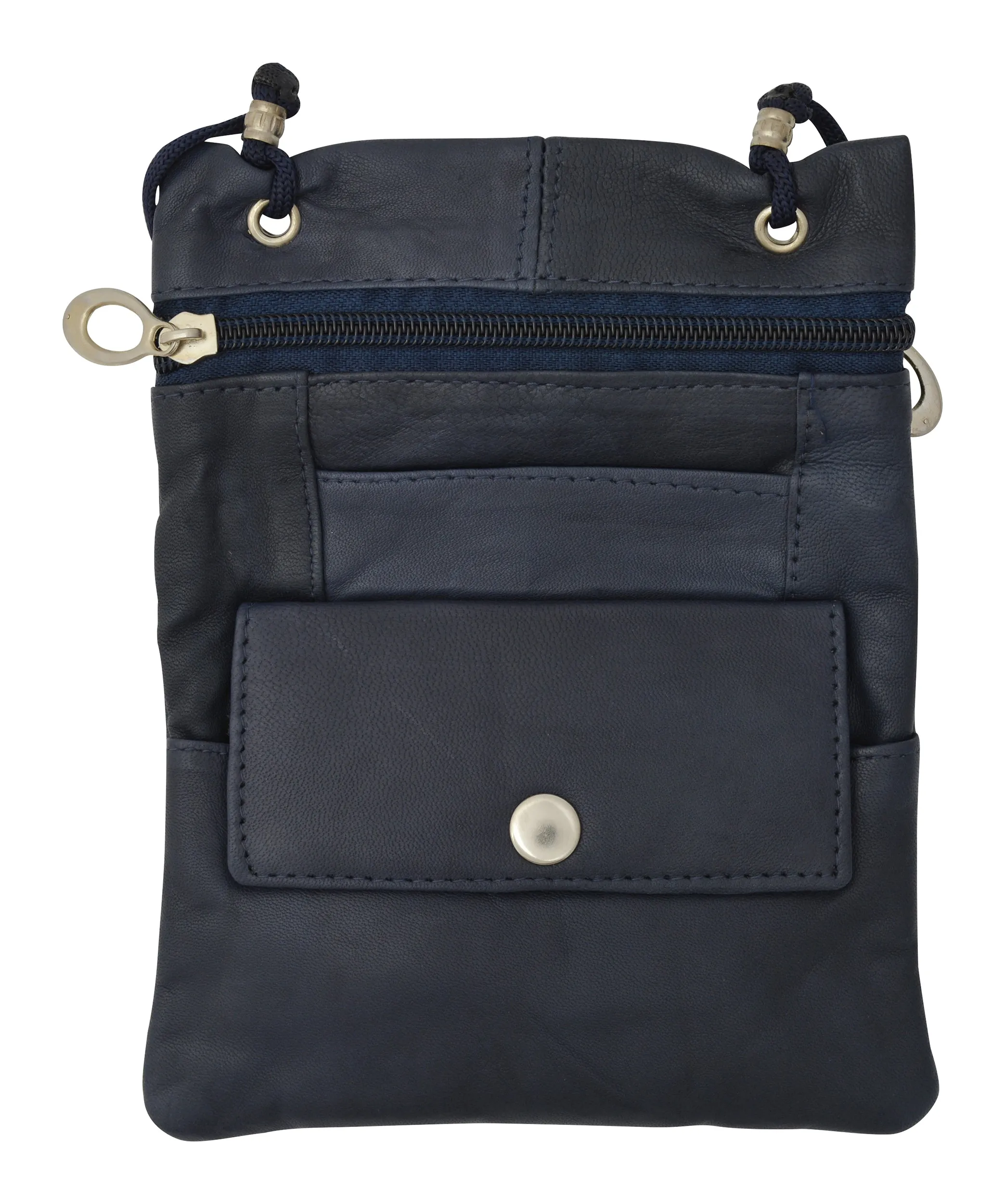 Genuine Leather Cross Body Bag With Front Button Pocket 1410