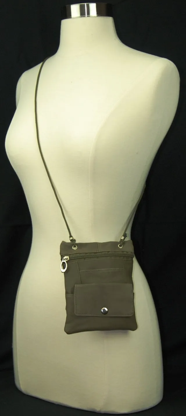 Genuine Leather Cross Body Bag With Front Button Pocket 1410