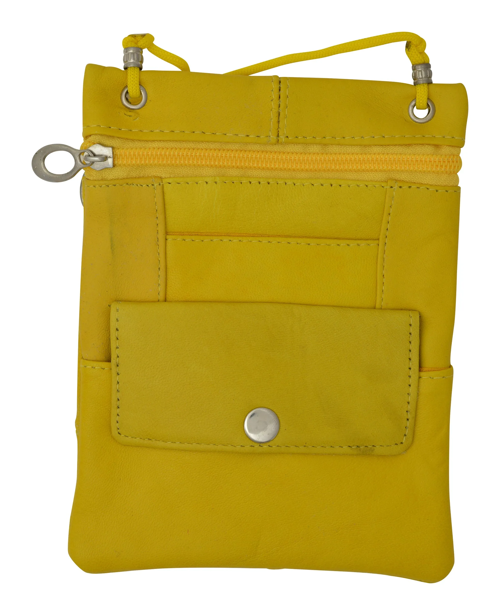 Genuine Leather Cross Body Bag With Front Button Pocket 1410