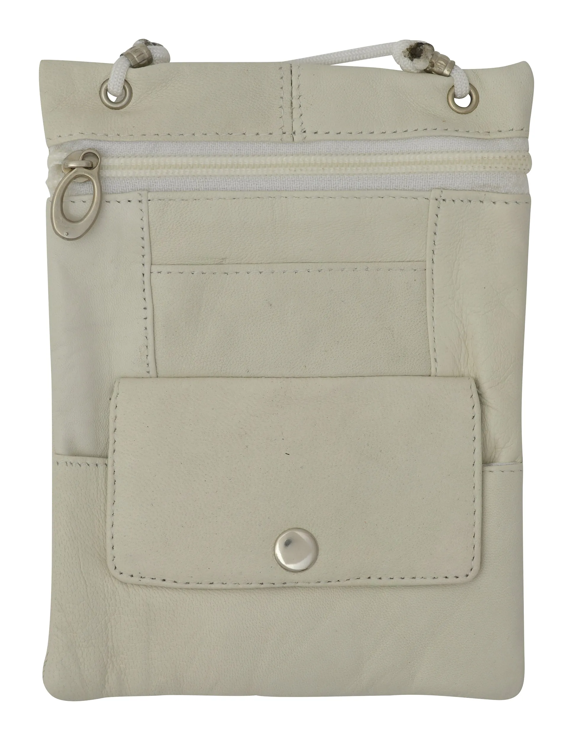 Genuine Leather Cross Body Bag With Front Button Pocket 1410
