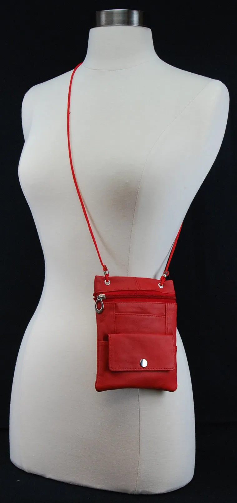 Genuine Leather Cross Body Bag With Front Button Pocket 1410