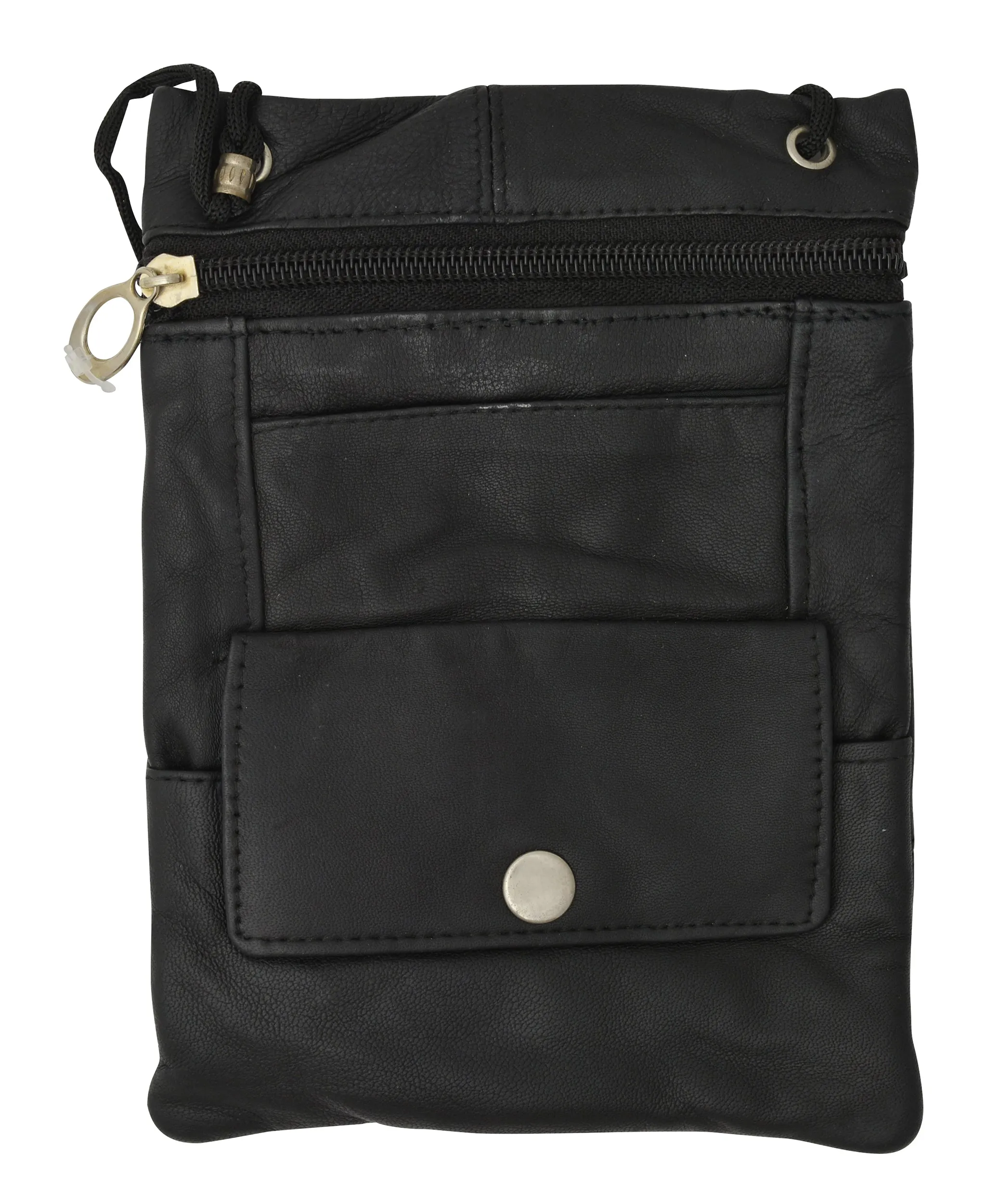 Genuine Leather Cross Body Bag With Front Button Pocket 1410
