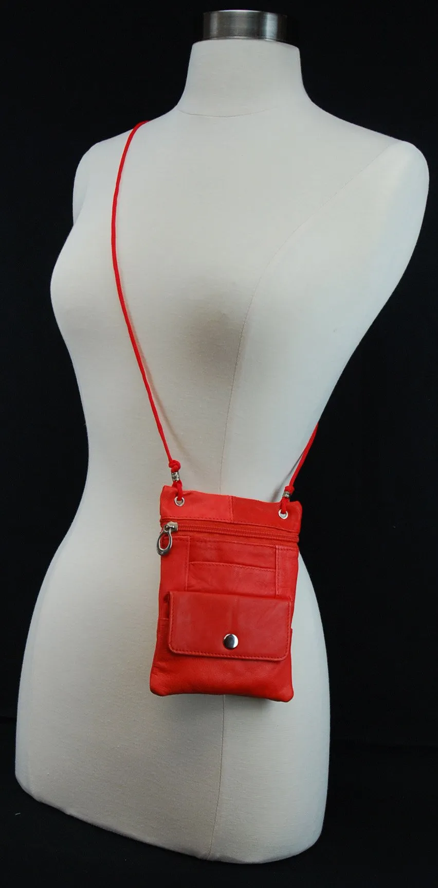 Genuine Leather Cross Body Bag With Front Button Pocket 1410