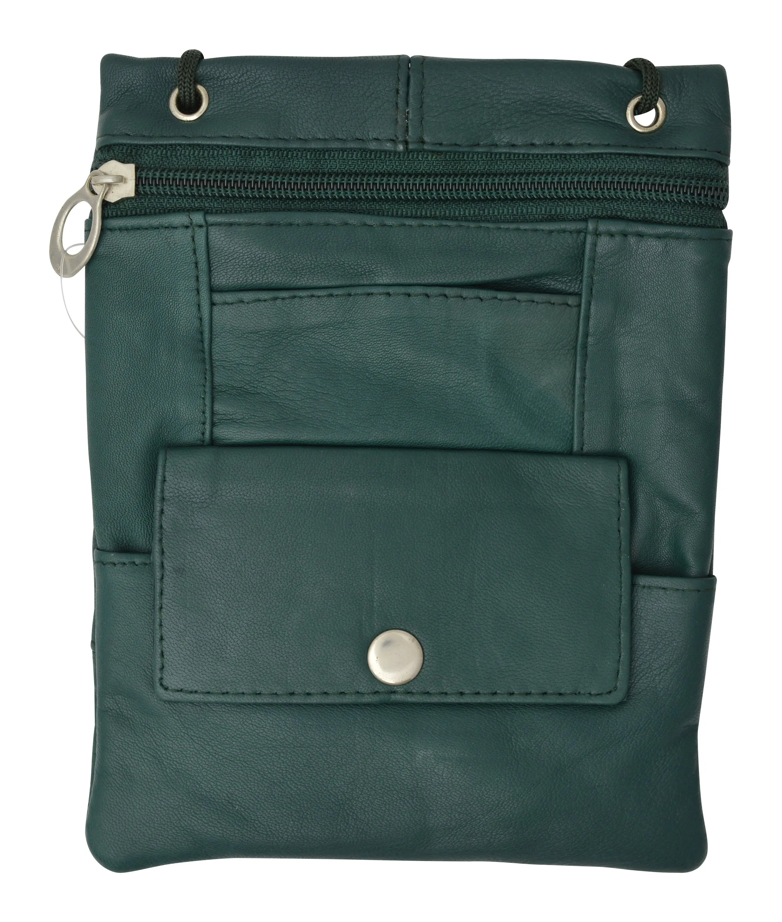 Genuine Leather Cross Body Bag With Front Button Pocket 1410