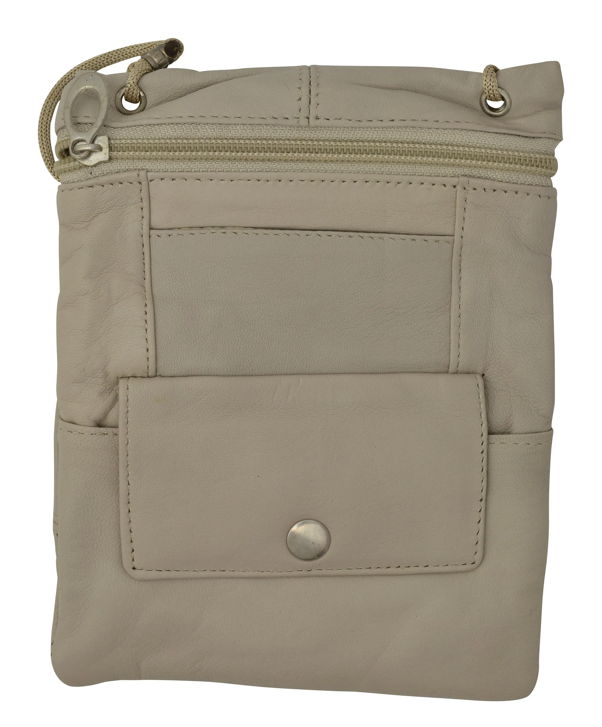 Genuine Leather Cross Body Bag With Front Button Pocket 1410