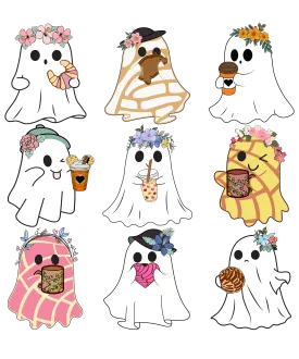 Ghosts heat transfer, press and peel, no shirt