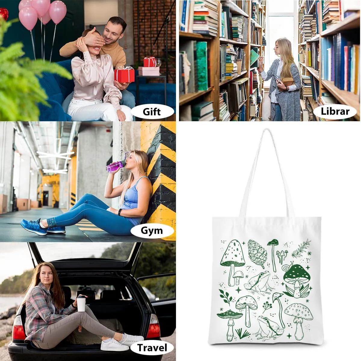 Gifts for Plant Lovers Tote Bag Flowers Beach Bag Insect Pumpkin Fall Halloween Travel Gifts Gardening