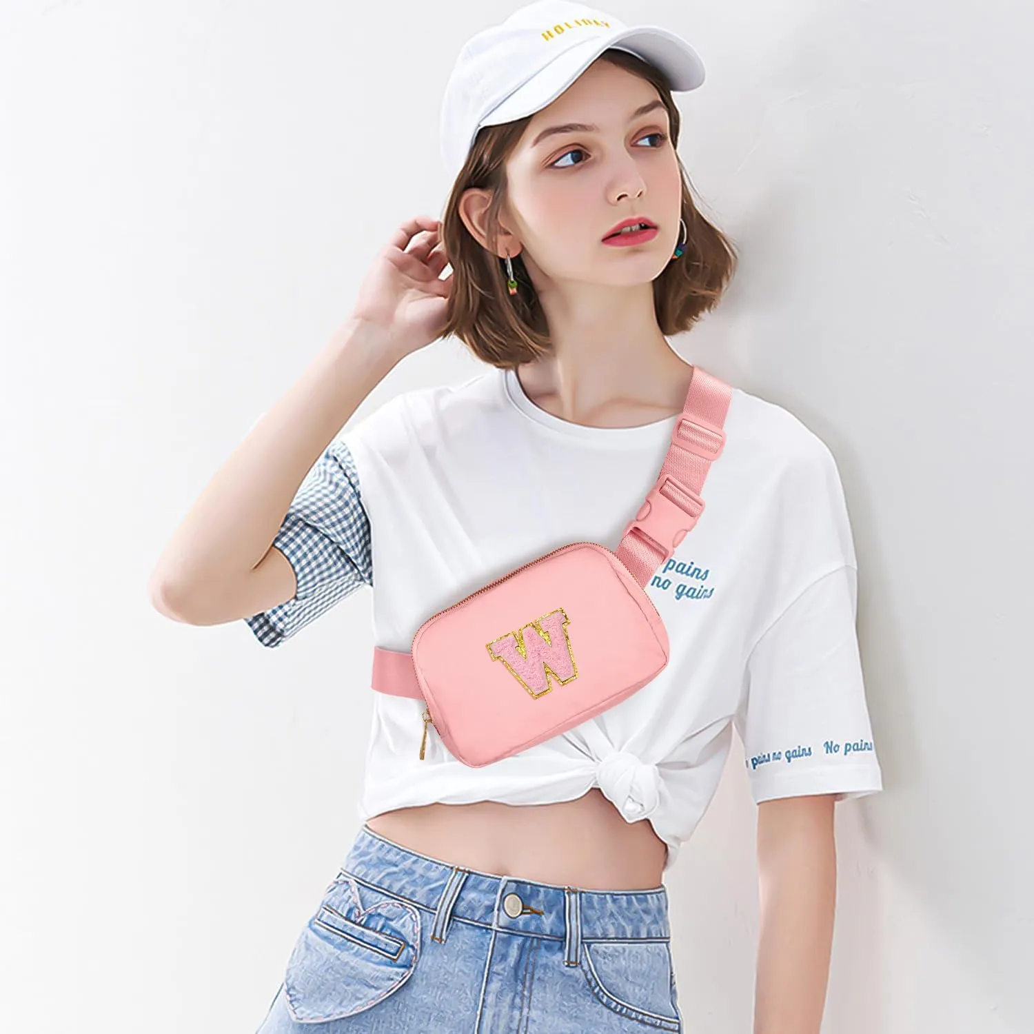 Gitus Customizable Gifts for Girls Age 6-8 8-10 Belt Bag Fanny Pack with Initial for Girls Birthday Gifts for Teenager Girls Teen Girl Gifts Trendy Stuff Light Pink-W