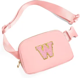 Gitus Customizable Gifts for Girls Age 6-8 8-10 Belt Bag Fanny Pack with Initial for Girls Birthday Gifts for Teenager Girls Teen Girl Gifts Trendy Stuff Light Pink-W