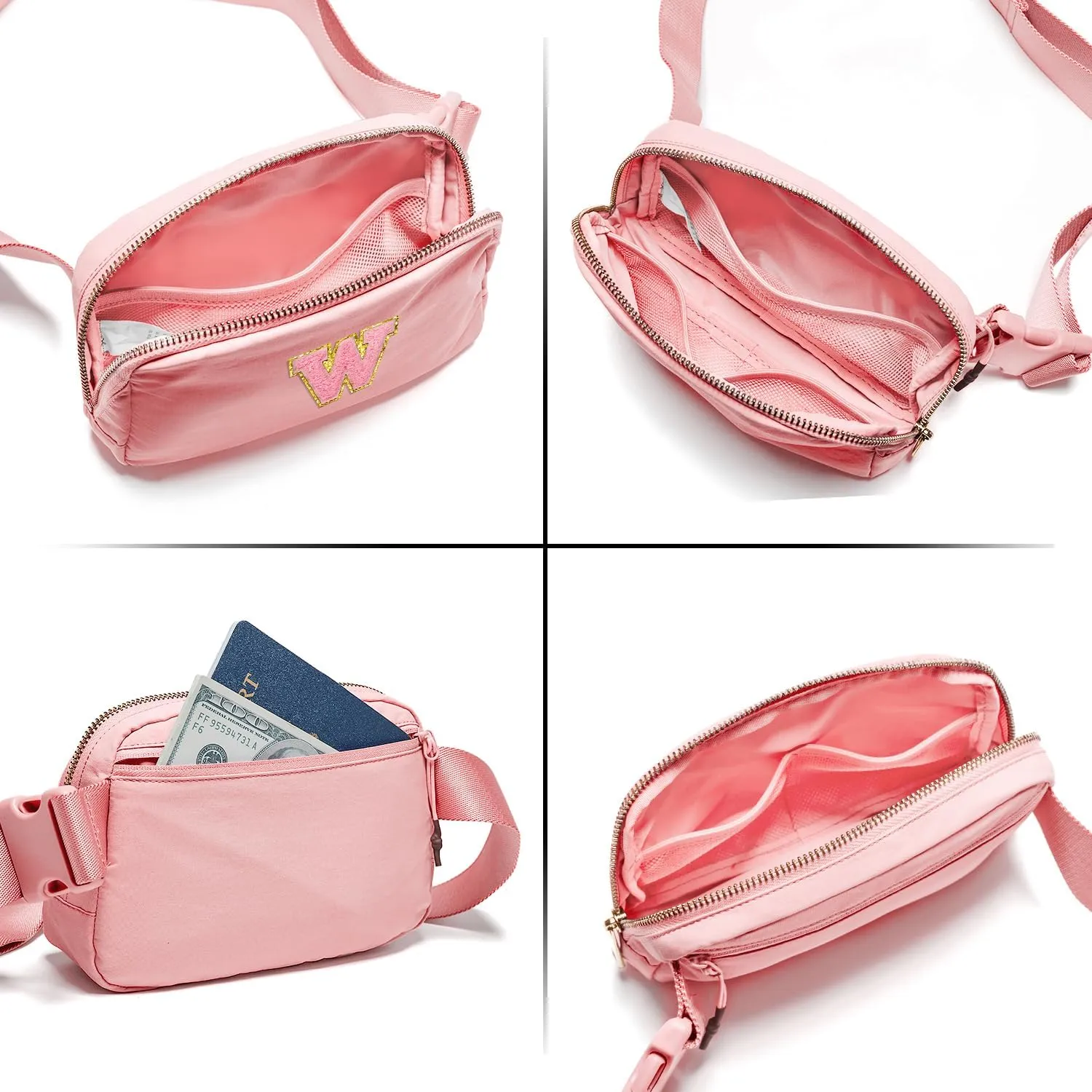 Gitus Customizable Gifts for Girls Age 6-8 8-10 Belt Bag Fanny Pack with Initial for Girls Birthday Gifts for Teenager Girls Teen Girl Gifts Trendy Stuff Light Pink-W