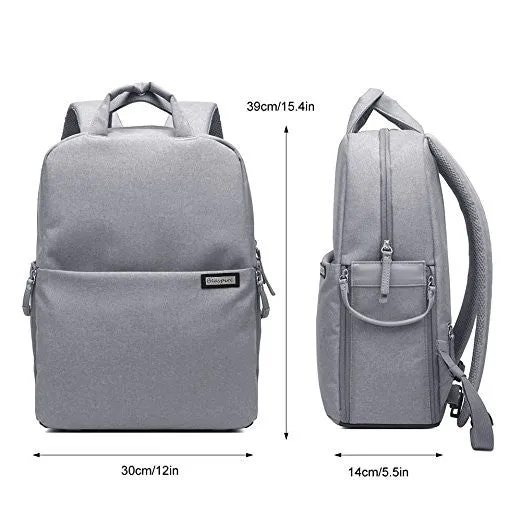 Gray Professional Fashion Multifunction DSLR Camera Bag Waterproof Durable Camera Backpack