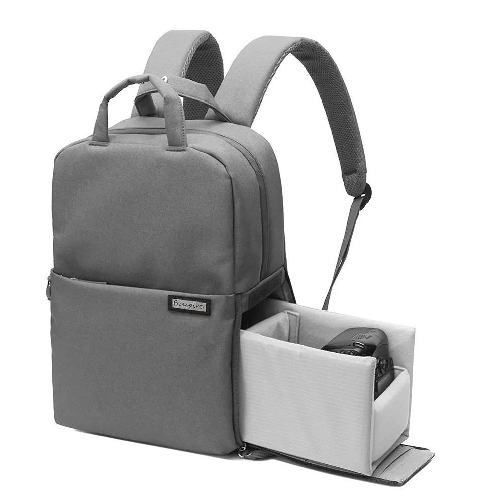 Gray Professional Fashion Multifunction DSLR Camera Bag Waterproof Durable Camera Backpack