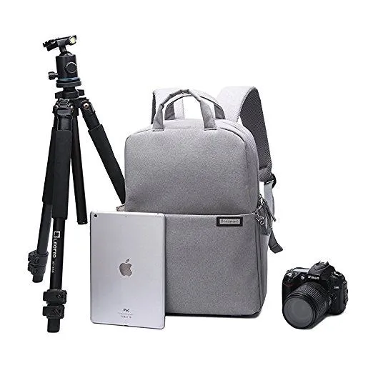 Gray Professional Fashion Multifunction DSLR Camera Bag Waterproof Durable Camera Backpack