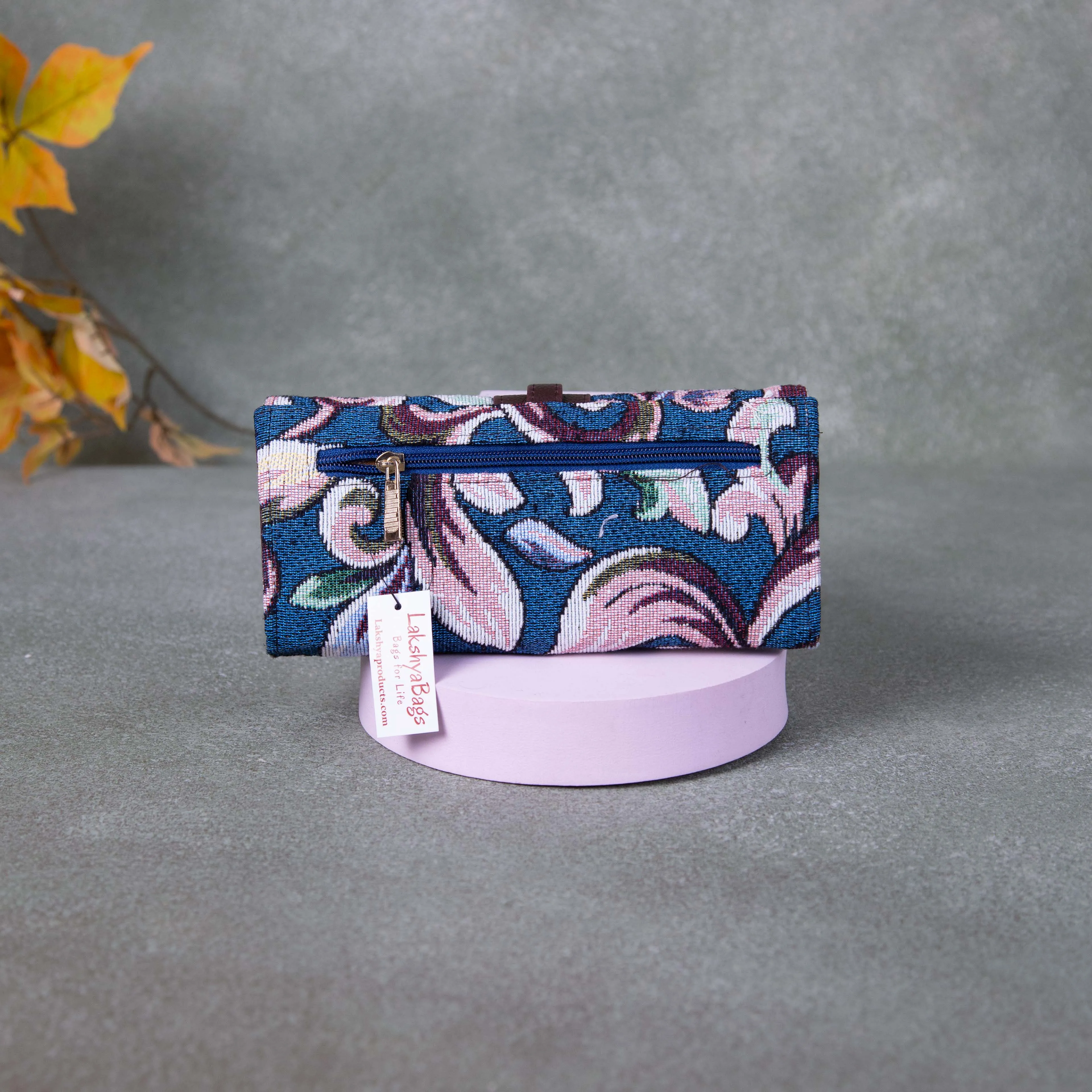 Handmade Wallets - Classic Blue Colour with Big Flower Design