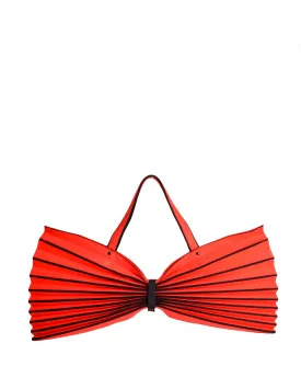 Issey Miyake Vintage Red & Black Felt Accordion Pleated Oversized Bag