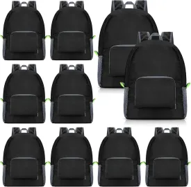 Jexine 10 Pcs Backpacks in Bulk 16.5 Inches Back Pack Basic Backpack for Adult Lightweight Outdoor Travel Book Bags(Black)