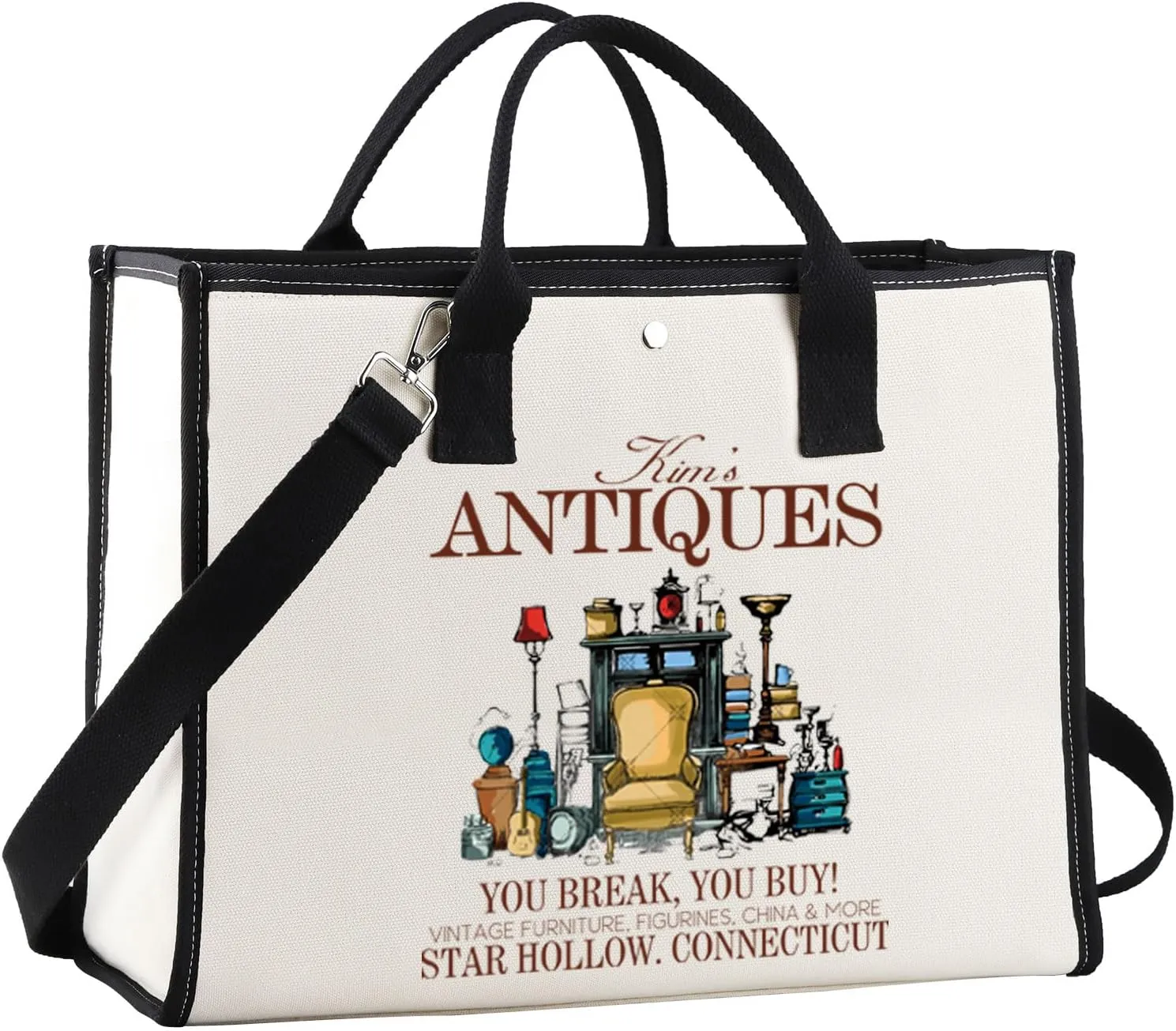 JNIAP Kim's Antiques Tote Bag - Gilmore Fans Rory And Lorelai Luke's Diner Stars Hollow Gifts