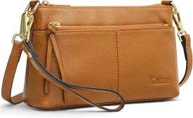 Kattee Leather Crossbody Bags for Women, Small Wristlet Purses for Women