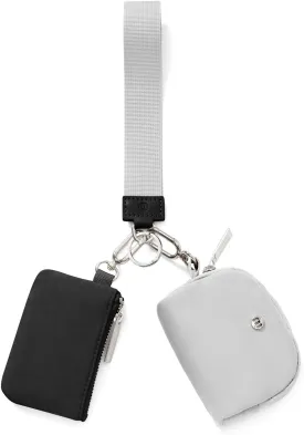 Keychain Wallet Mini Zip Around Wristlet Wallets for Women Detachable Dual Pouch Wristlet Portable Coin Purse Small Wallets