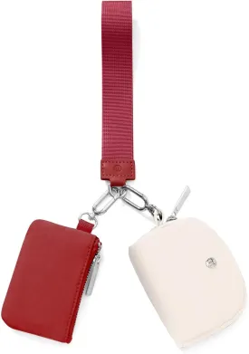 Keychain Wallet Mini Zip Around Wristlet Wallets for Women Detachable Dual Pouch Wristlet Portable Coin Purse Small Wallets