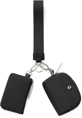 Keychain Wallet Mini Zip Around Wristlet Wallets for Women Detachable Dual Pouch Wristlet Portable Coin Purse Small Wallets