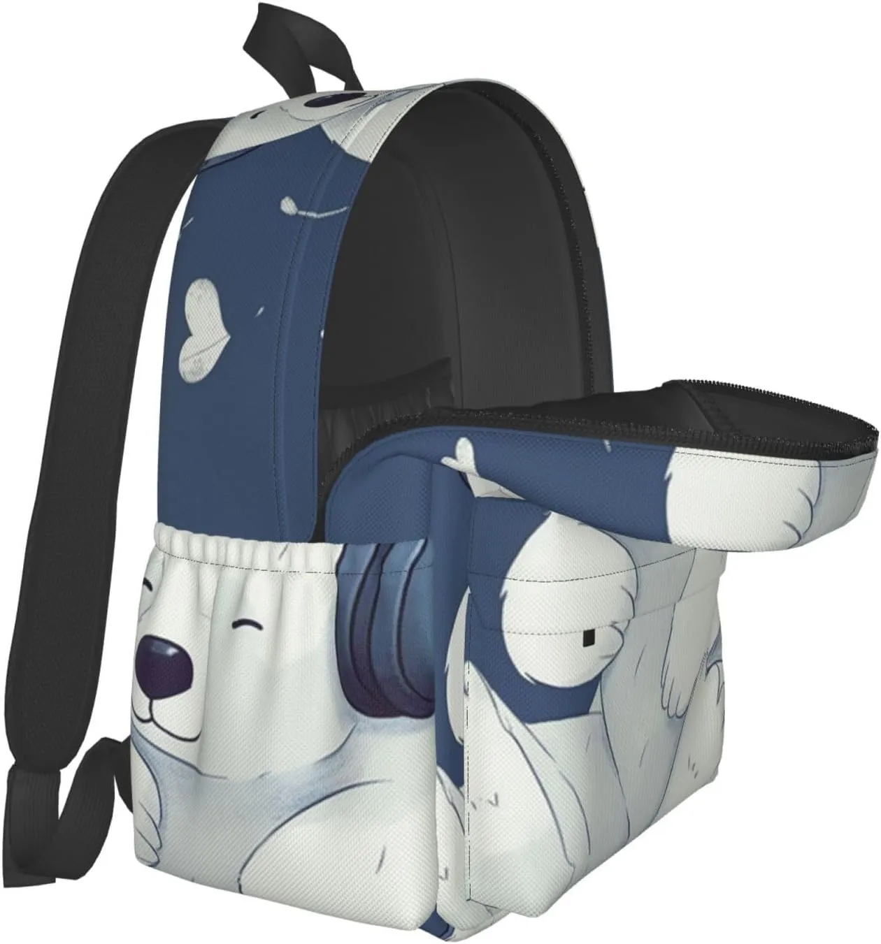 Laptop Backpack for Men Women Lightweight Backpack Bear Who Loves Music Casual Daypack with Bottle Side Pockets