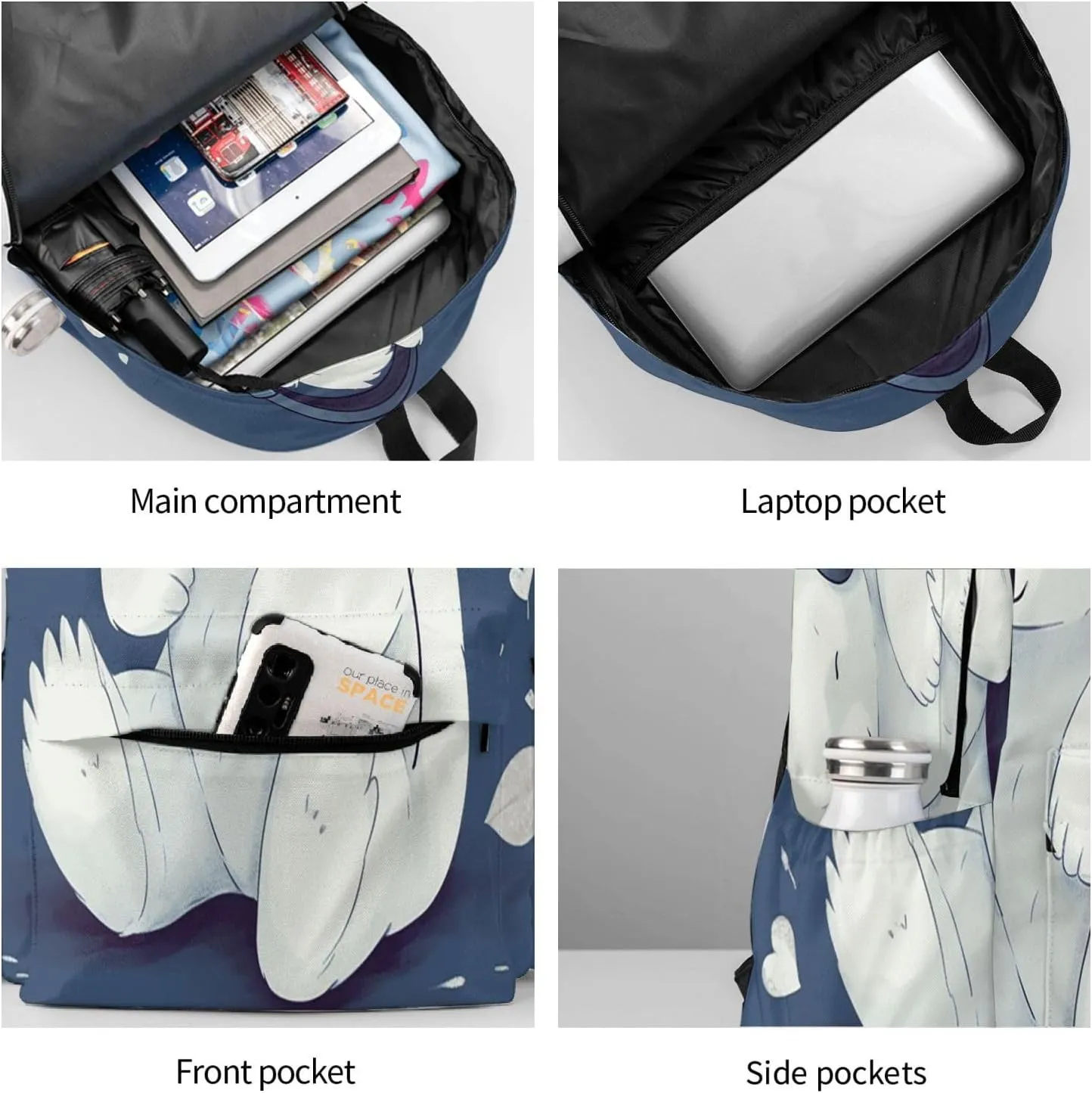Laptop Backpack for Men Women Lightweight Backpack Bear Who Loves Music Casual Daypack with Bottle Side Pockets