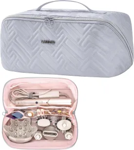 Leudes Hair Tools Travel Bag For Dy son Airwrap Hair Dryer Shark Flex Style Carrying Case Travel Makeup Bag Portable Pouch Open Flat Packing Organizers with Divider and Handle (Light Grey)