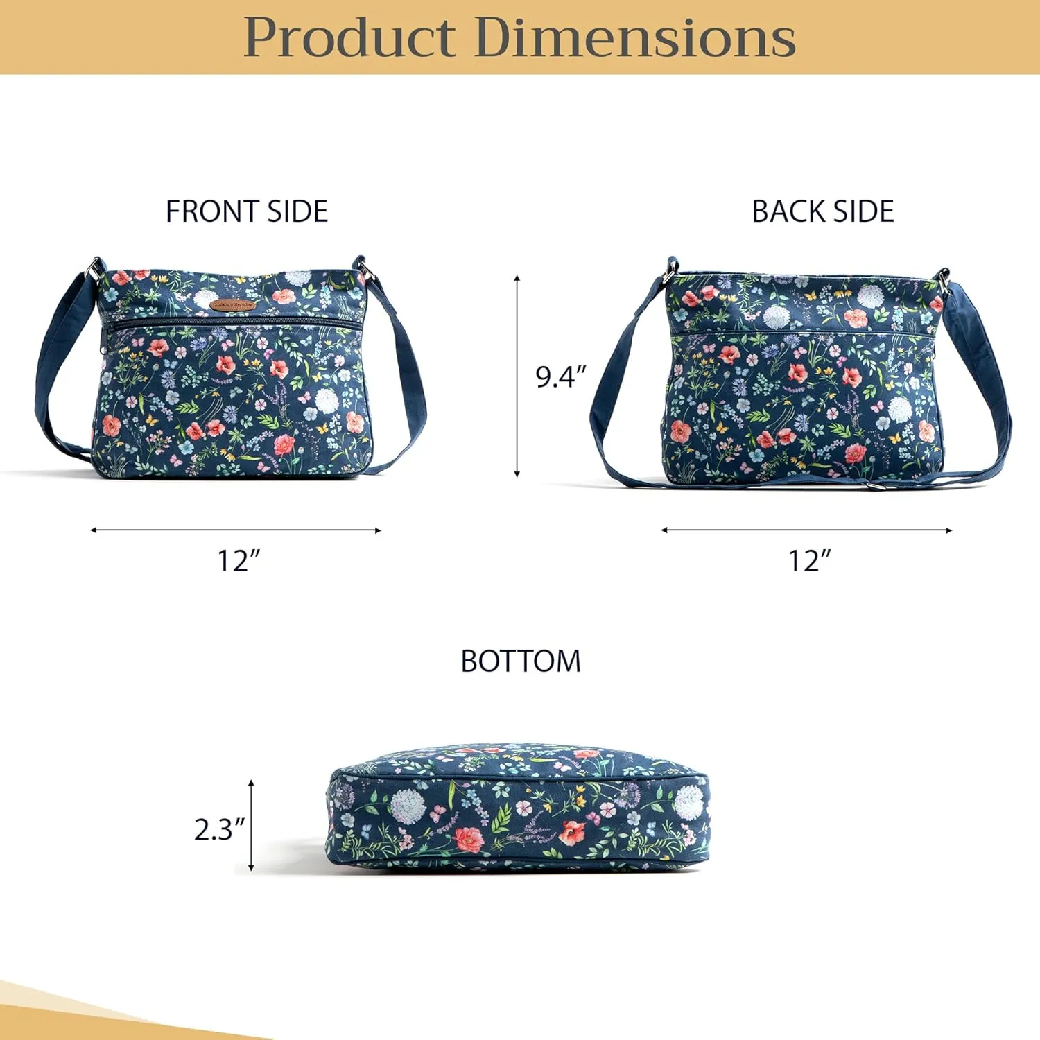Maison d' Hermine Cross Body Bags for Women Cotton Canvas Shoulder Bag for Shopping Travel Everyday Use Tote purse Sling Bag
